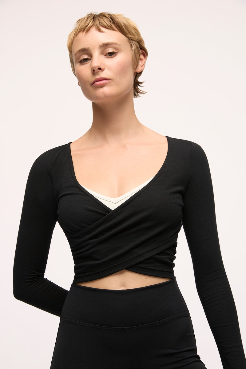 Evie Wrap Top | Black