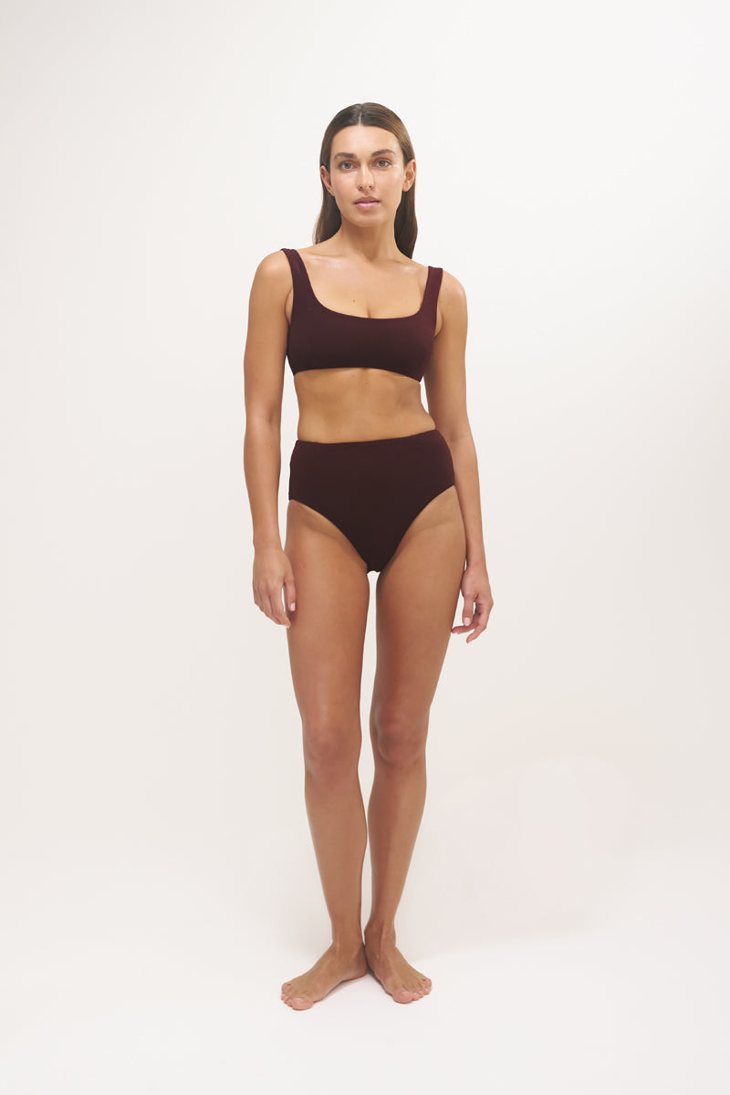 Lou High Waist Bottom | Micro Terry | Coffee