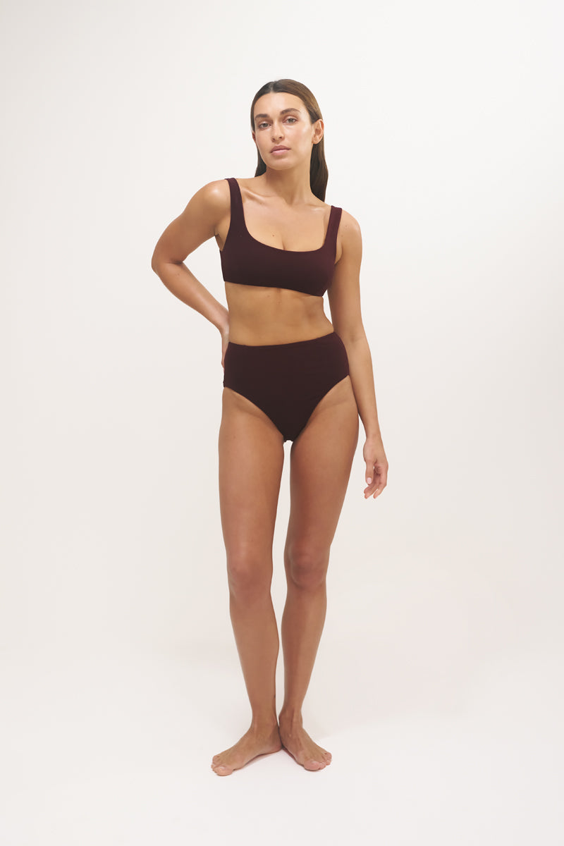 Lou High Waist Bottom | Micro Terry | Coffee