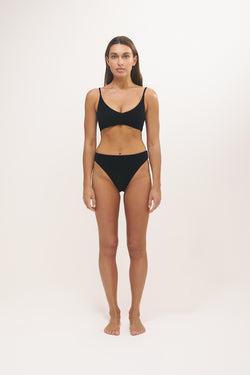 Charlie Mid Waist Bottom | Micro Terry | Black