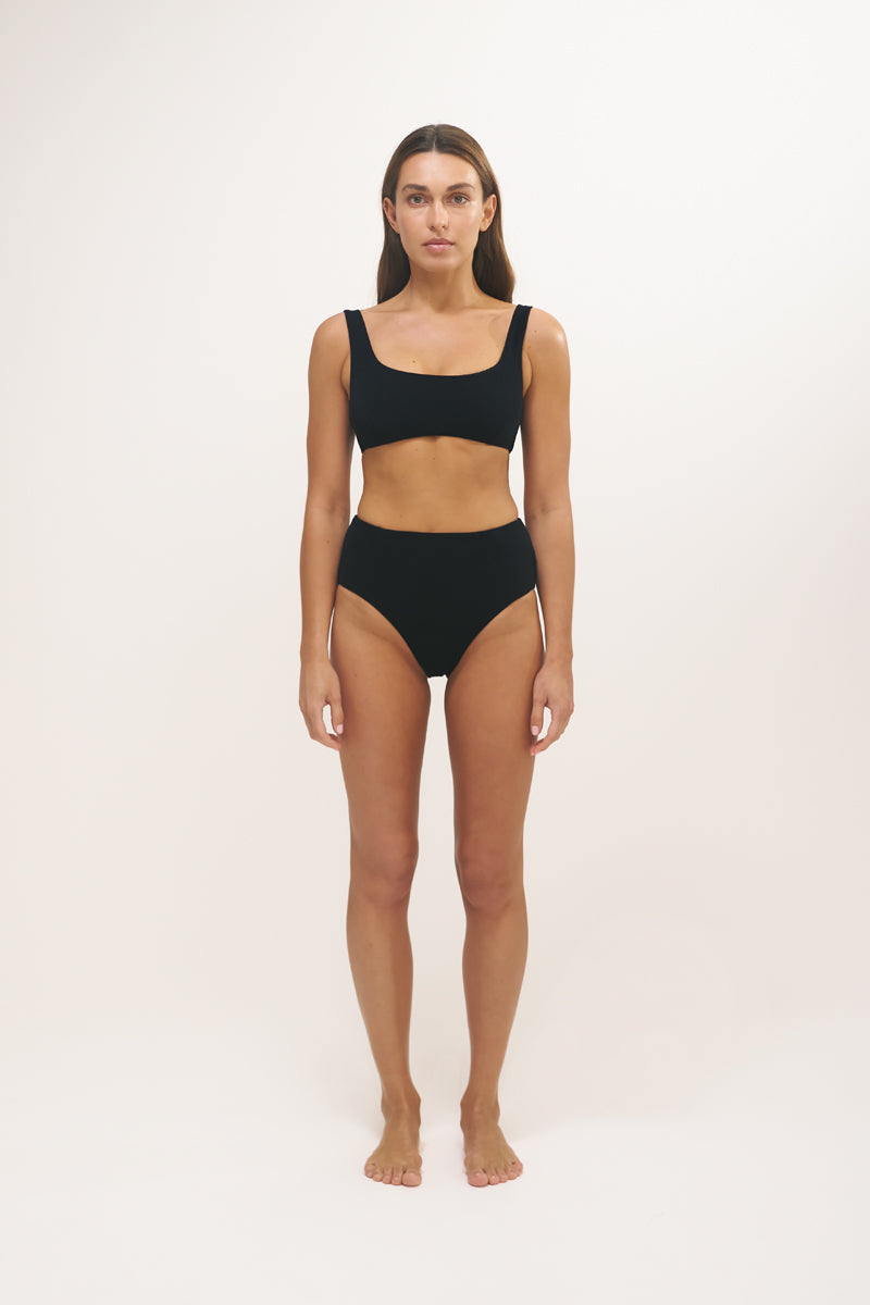 Lou High Waist Bottom | Micro Terry | Black