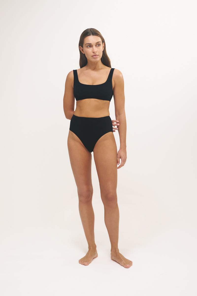 Lou High Waist Bottom | Micro Terry | Black