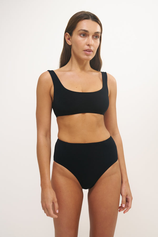 Lou High Waist Bottom | Micro Terry | Black