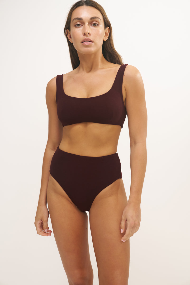 Lou High Waist Bottom | Micro Terry | Coffee