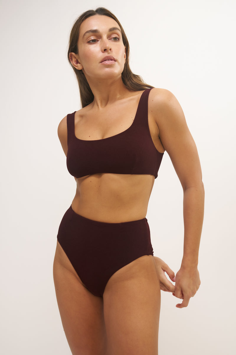 Lou High Waist Bottom | Micro Terry | Coffee