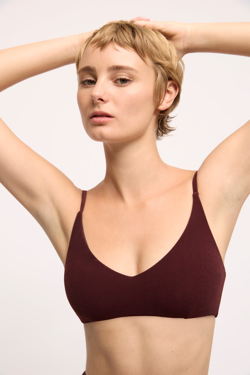 Cristy Bralette Top | Micro Terry | Coffee