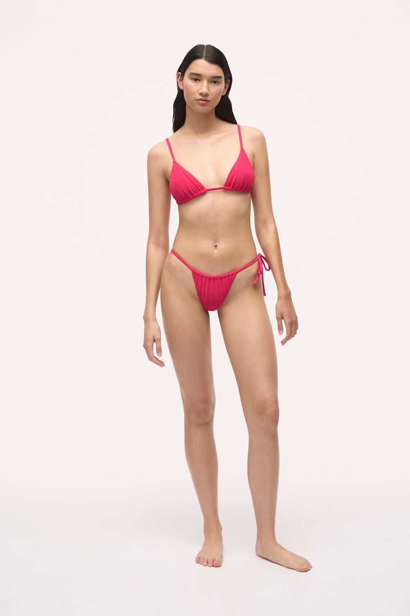 Lily String Bikini Top | Micro Terry | Pink